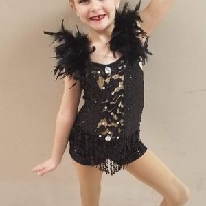 CS jazz costume. Blinged, sequined, feathered